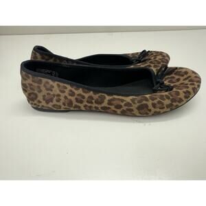 Predictions Womens Shoes Size 9 Brown Animal Print Flats with Bow
